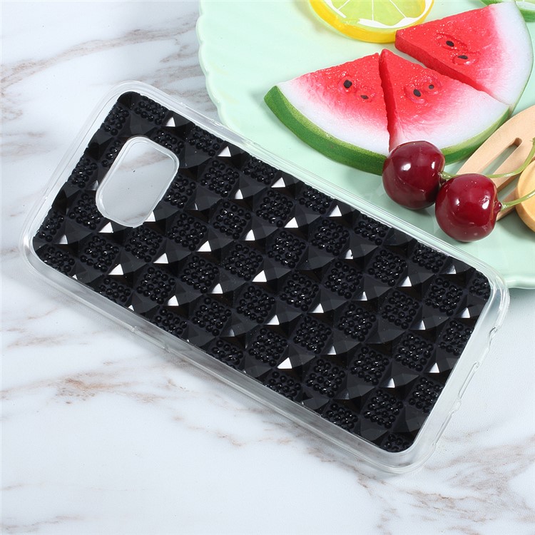 3D Grid Bling Gel Crystal TPU Phone Case for Samsung Galaxy S8+ SM-G955 - Black-3