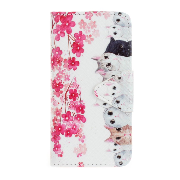 

Pattern Printing Cross Texture Magnetic Leather Stand Cover for Samsung Galaxy J5 (2016) SM-J510 - Cat and Flowers