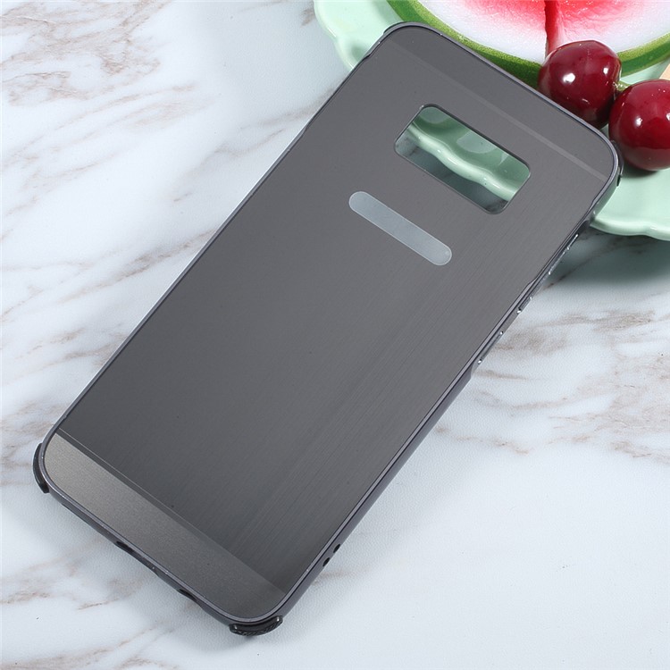Aluminum Alloy Frame + Brushed PC Back Case for Samsung Galaxy S8+ SM-G955 - Black-1