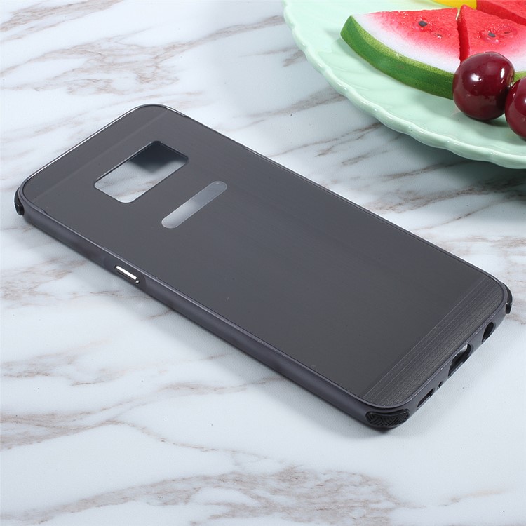 Aluminum Alloy Frame + Brushed PC Back Case for Samsung Galaxy S8+ SM-G955 - Black-3