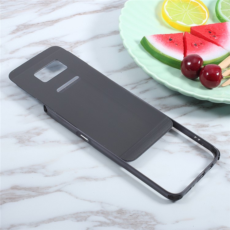 Aluminum Alloy Frame + Brushed PC Back Case for Samsung Galaxy S8+ SM-G955 - Black-4