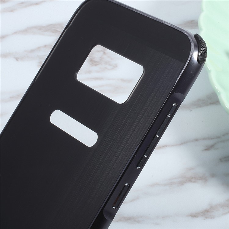 Aluminum Alloy Frame + Brushed PC Back Case for Samsung Galaxy S8+ SM-G955 - Black-6