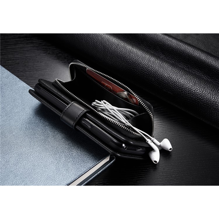 For Samsung Galaxy S8 G950 Detachable 2-in-1 Zipper Pocket Wallet Leather Phone Case - Black-3