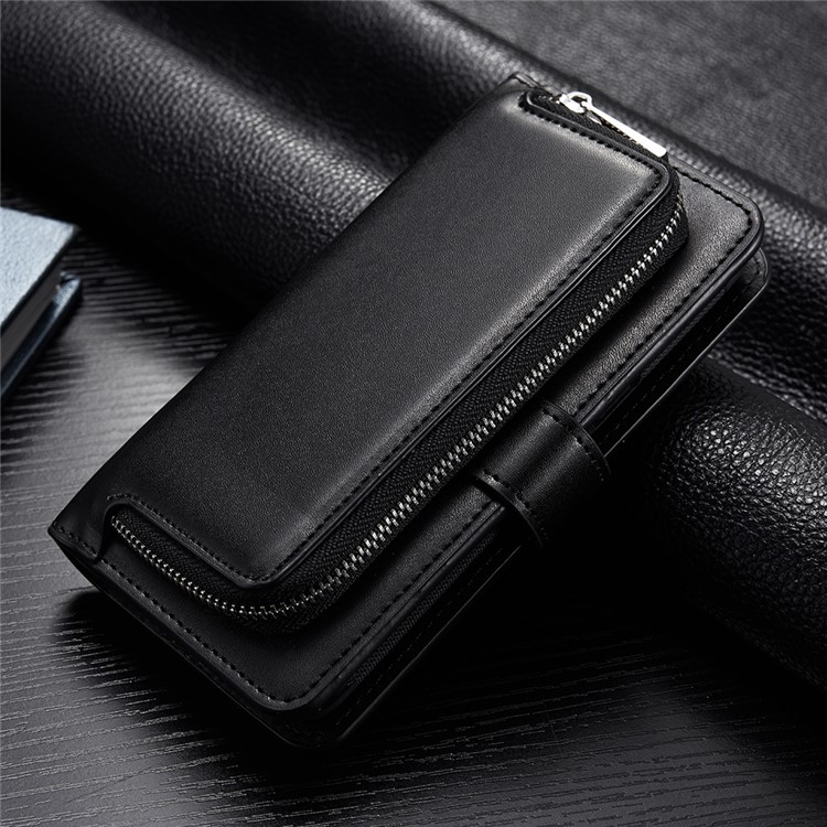 Detachable 2-in-1 Wallet Leather Case with Zipper Pocket for Samsung Galaxy S8 Plus G955 - Black-1