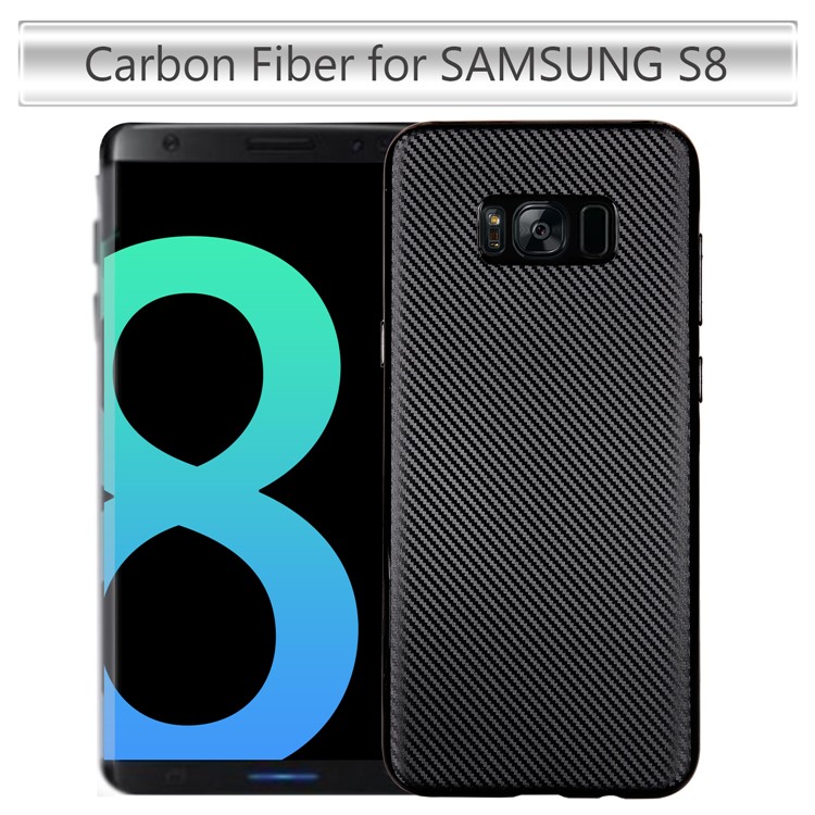 Carbon Fibre Texture TPU Mobile Phone Case for Samsung Galaxy S8 G950 - Black-1