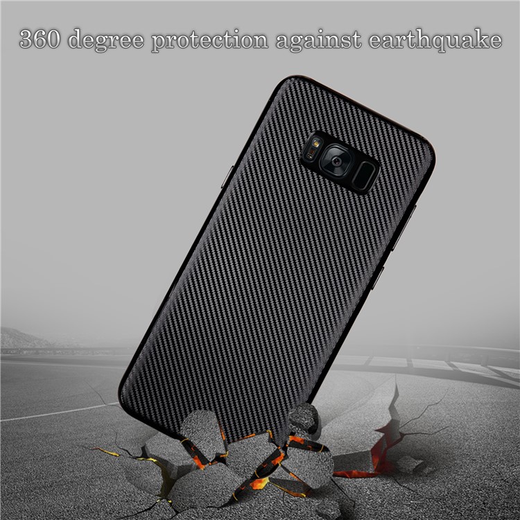 Carbon Fibre Texture TPU Mobile Phone Case for Samsung Galaxy S8 G950 - Black-2
