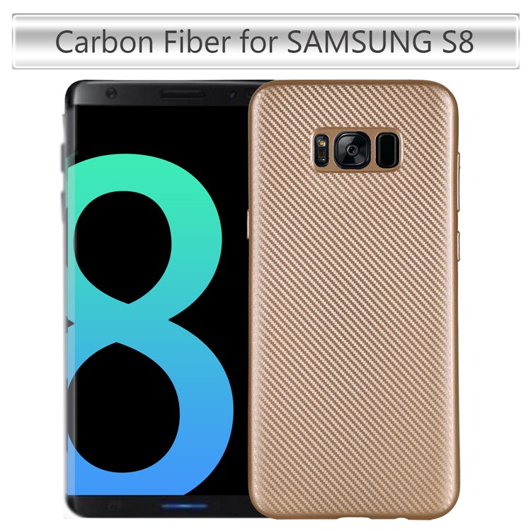 Carbon Fibre Texture TPU Mobile Phone Casing for Samsung Galaxy S8 G950 - Gold-1