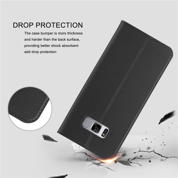 Card Holder Leather Cell Phone Case for Samsung Galaxy S8 Plus G955 - Black-2