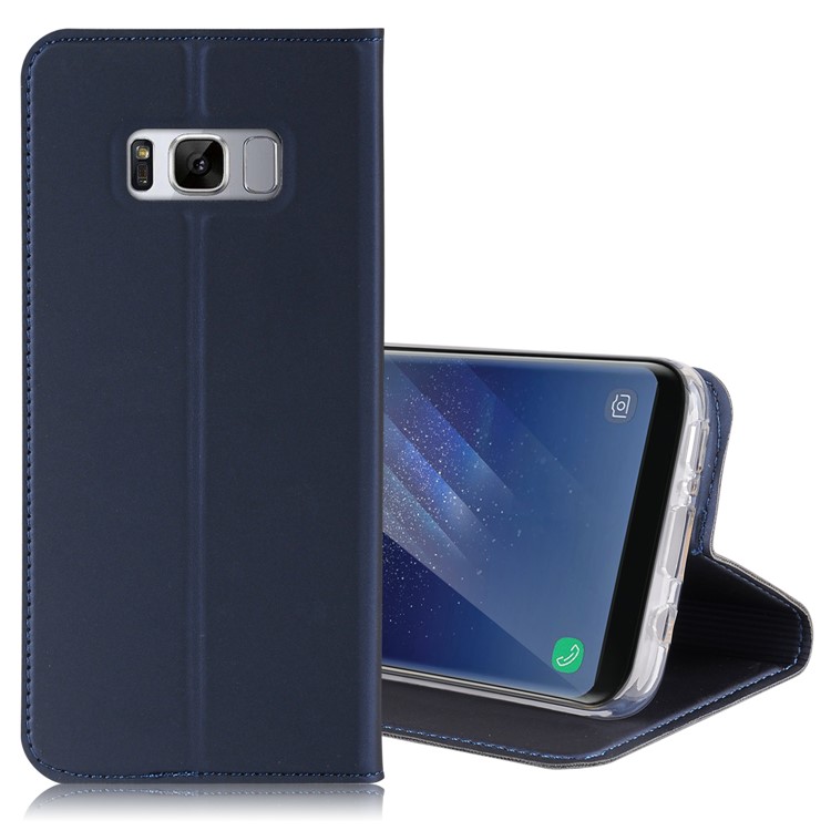 Card Slot Leather Mobile Phone Case for Samsung Galaxy S8 G950 - Dark Blue-4