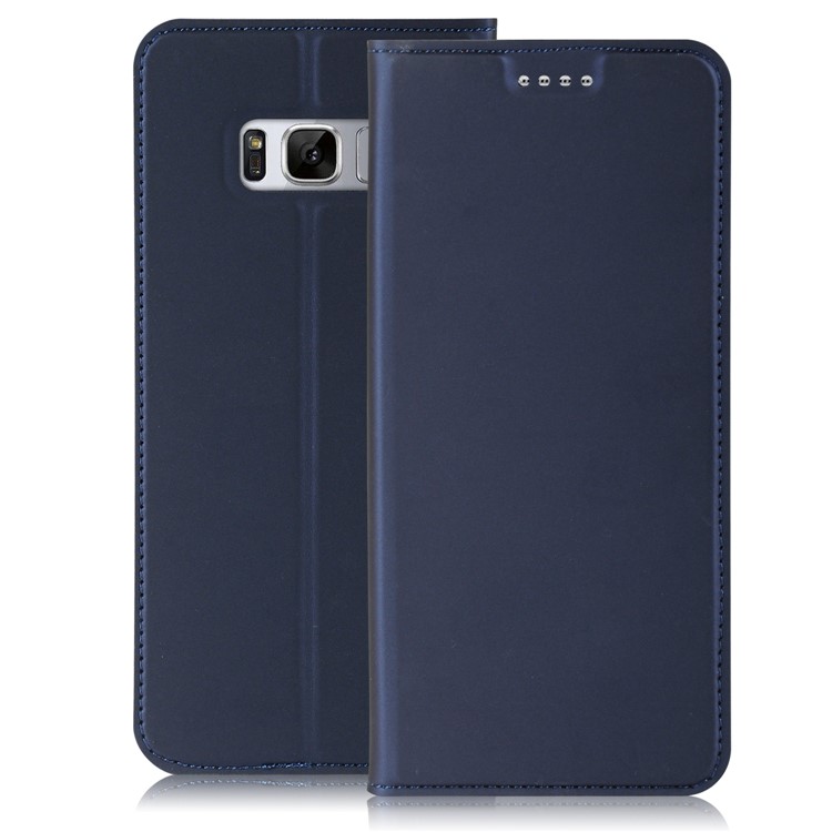 Card Slot Leather Mobile Phone Case for Samsung Galaxy S8 G950 - Dark Blue-5