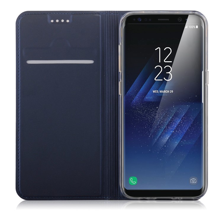 Card Slot Leather Mobile Phone Case for Samsung Galaxy S8 G950 - Dark Blue-8
