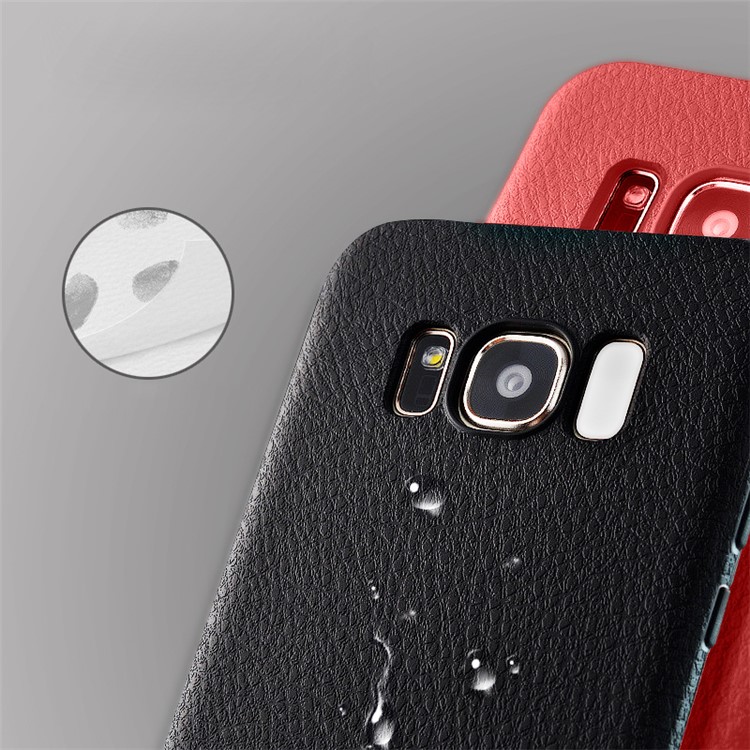 Ultra Thin Litchi Texture leather Coated TPU Cell Phone Case for Samsung Galaxy S8 G950 - Black-11