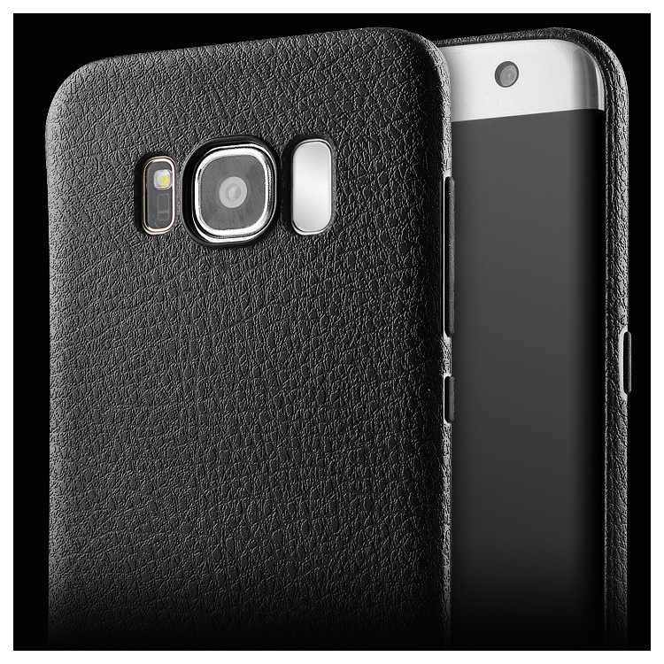 Ultra Thin Litchi Texture leather Coated TPU Cell Phone Case for Samsung Galaxy S8 G950 - Black-2