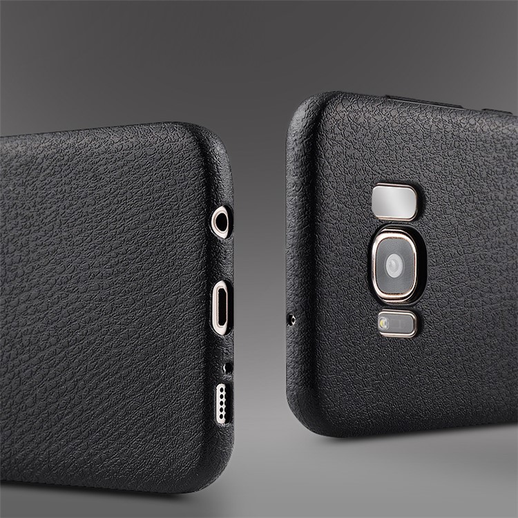 Ultra Thin Litchi Texture leather Coated TPU Cell Phone Case for Samsung Galaxy S8 G950 - Black-4