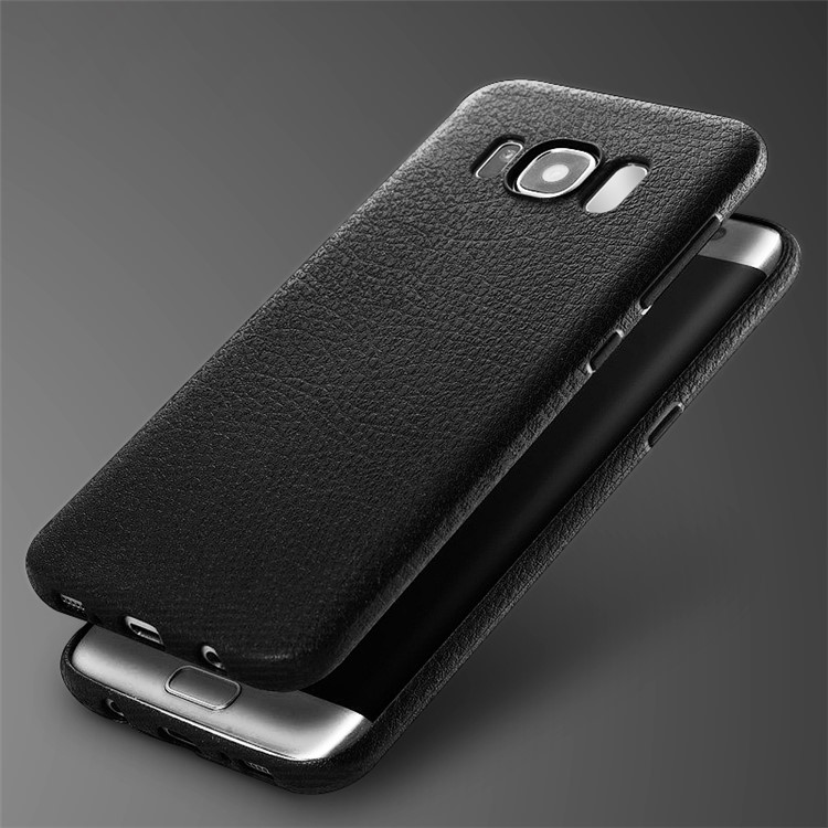 Ultra Thin Litchi Texture leather Coated TPU Cell Phone Case for Samsung Galaxy S8 G950 - Black-5