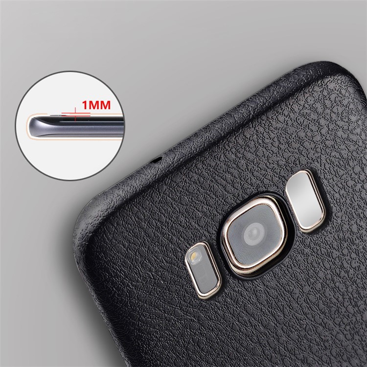 Ultra Thin Litchi Texture leather Coated TPU Cell Phone Case for Samsung Galaxy S8 G950 - Black-6