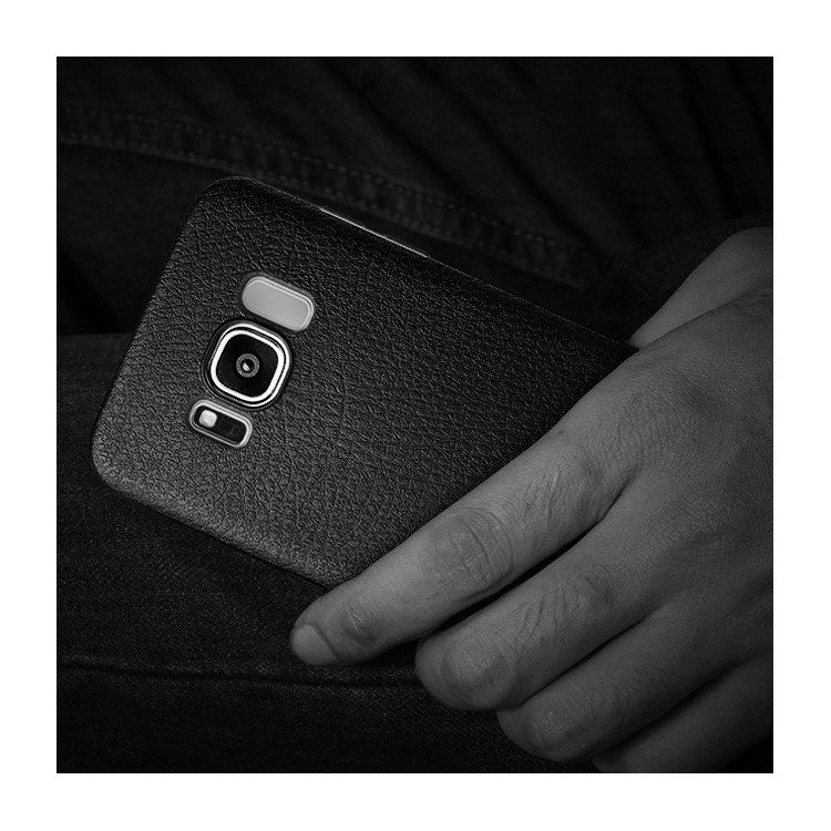 Ultra Thin Litchi Texture leather Coated TPU Cell Phone Case for Samsung Galaxy S8 G950 - Black-9