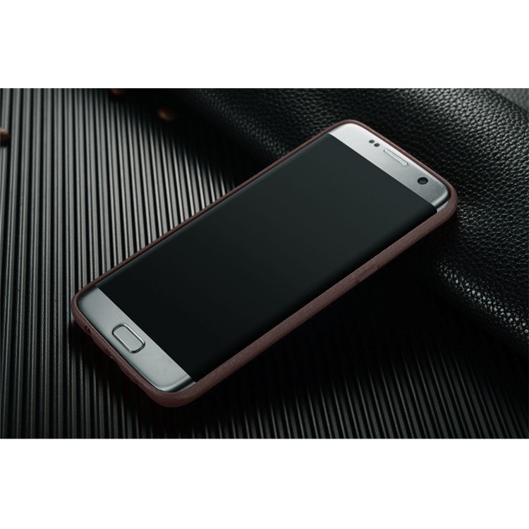 Litchi Texture leather Coated TPU Ultra Thin Phone Accessory Casing for Samsung Galaxy S8 G950 - Brown-2