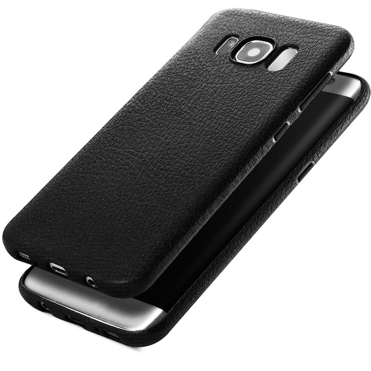 Ultra-thin Litchi Grain leather Coated TPU Mobile Phone Cover for Samsung Galaxy S8 Plus G955 - Black-1