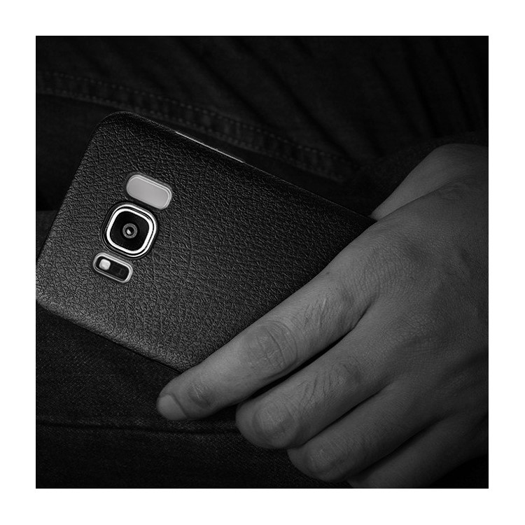 Ultra-thin Litchi Grain leather Coated TPU Mobile Phone Cover for Samsung Galaxy S8 Plus G955 - Black-11