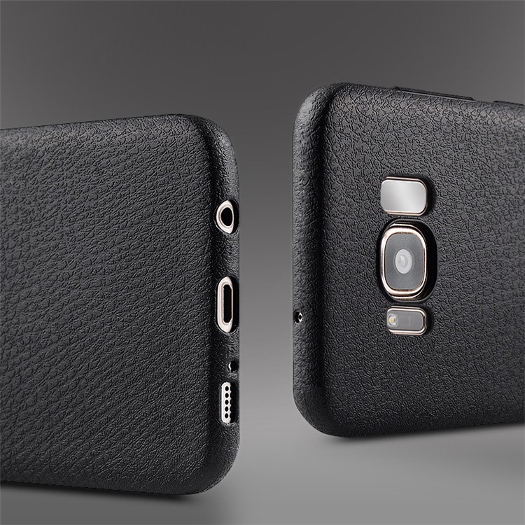 Ultra-thin Litchi Grain leather Coated TPU Mobile Phone Cover for Samsung Galaxy S8 Plus G955 - Black-5