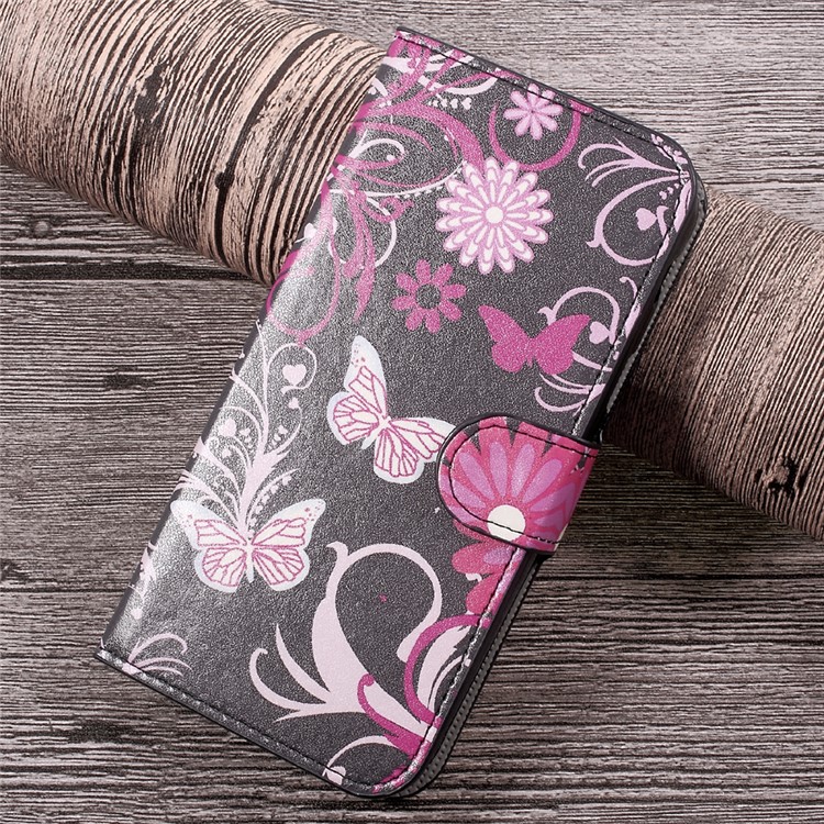 Patterned Leather Wallet Stand Mobile Phone Case for Samsung Galaxy Xcover 4 G390F - Floral Butterflies-2