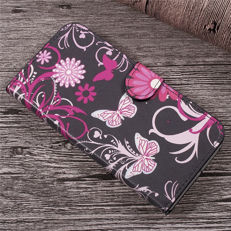 Patterned Leather Wallet Stand Mobile Phone Case for Samsung Galaxy Xcover 4 G390F - Floral Butterflies-3