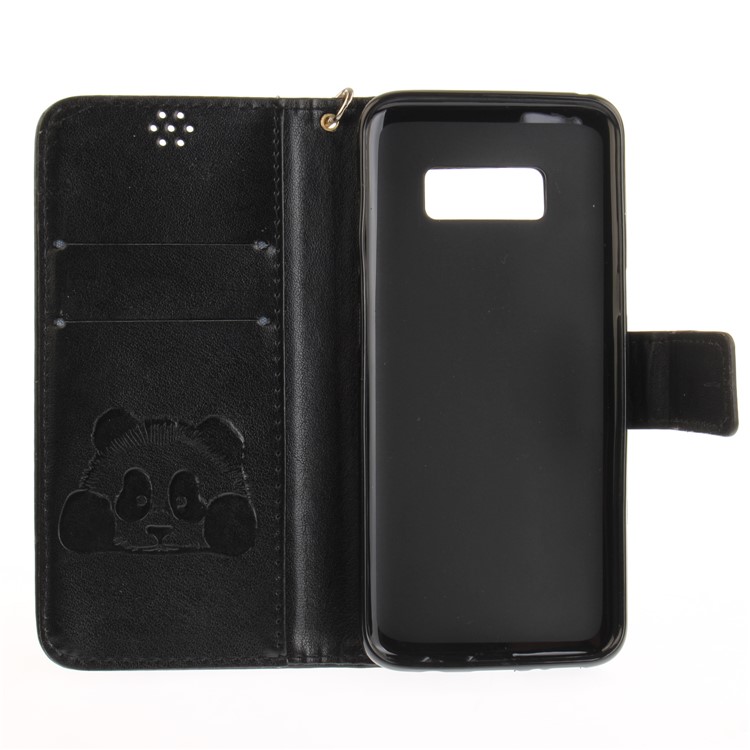Panda Imprinted Leather Wallet Case for Samsung Galaxy S8 SM-G950 - Black-10