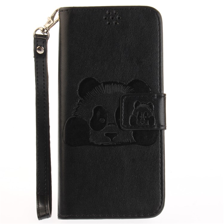 Panda Imprinted Leather Wallet Case for Samsung Galaxy S8 SM-G950 - Black-2