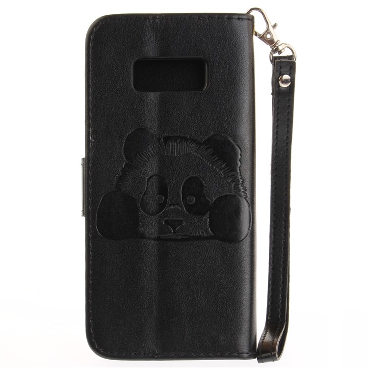 Panda Imprinted Leather Wallet Case for Samsung Galaxy S8 SM-G950 - Black-3