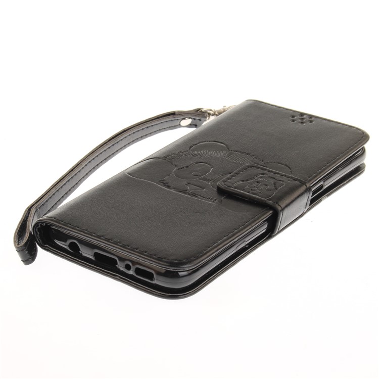 Panda Imprinted Leather Wallet Case for Samsung Galaxy S8 SM-G950 - Black-4