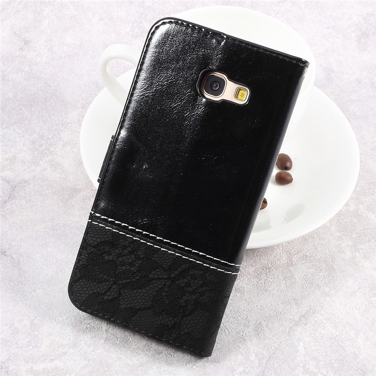 Two-color Slicing PU Leather Wallet Case for Samsung Galaxy A5 (2017) SM-A520F - Black-2