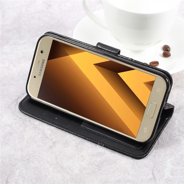 Two-color Slicing PU Leather Wallet Case for Samsung Galaxy A5 (2017) SM-A520F - Black-4