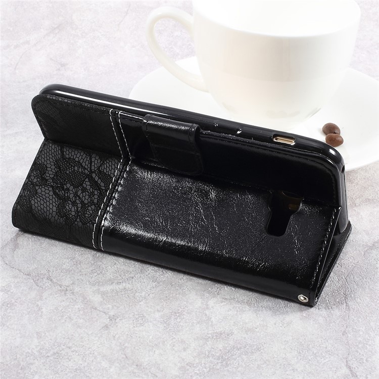 Two-color Slicing PU Leather Wallet Case for Samsung Galaxy A5 (2017) SM-A520F - Black-5