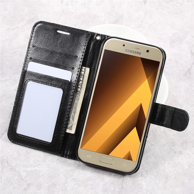 Two-color Slicing PU Leather Wallet Case for Samsung Galaxy A5 (2017) SM-A520F - Black-6