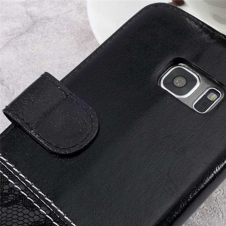 Two-color Slicing PU Leather Wallet Case for Samsung Galaxy S7 G930 - Black-11
