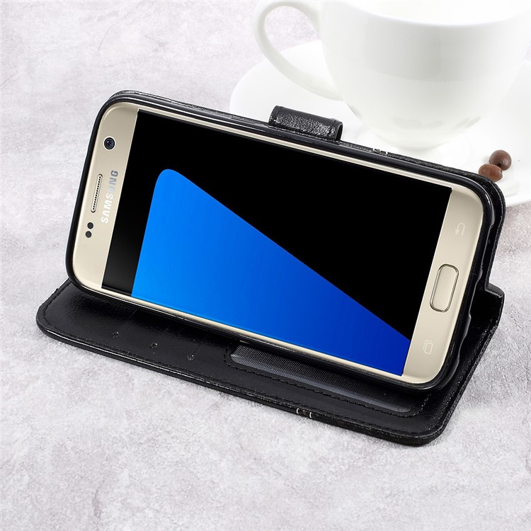 Two-color Slicing PU Leather Wallet Case for Samsung Galaxy S7 G930 - Black-5