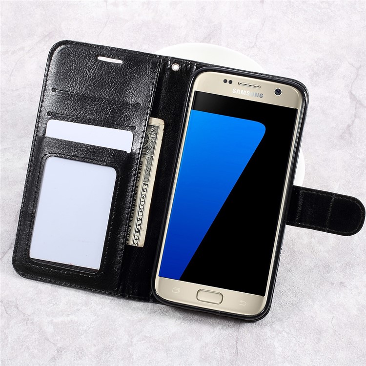 Two-color Slicing PU Leather Wallet Case for Samsung Galaxy S7 G930 - Black-7
