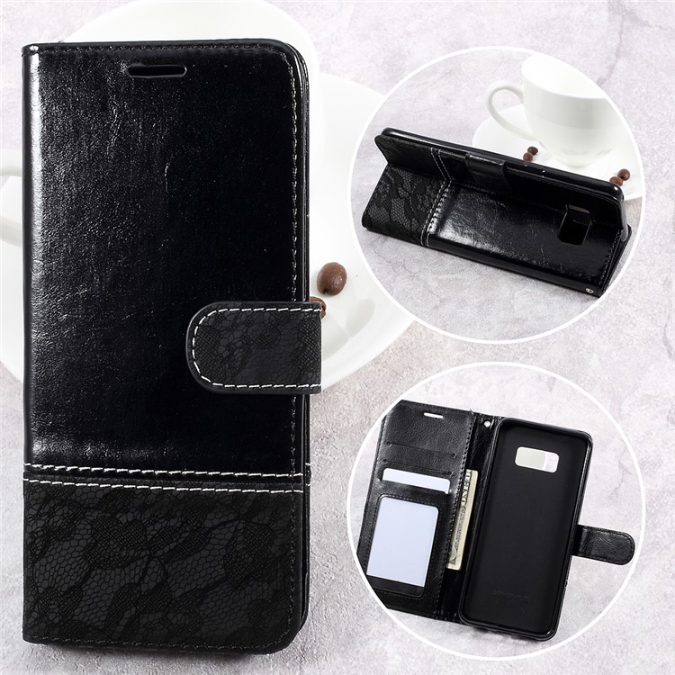 Two-color Slicing PU Leather Wallet Case for Samsung Galaxy S8 Plus G955 - Black-1