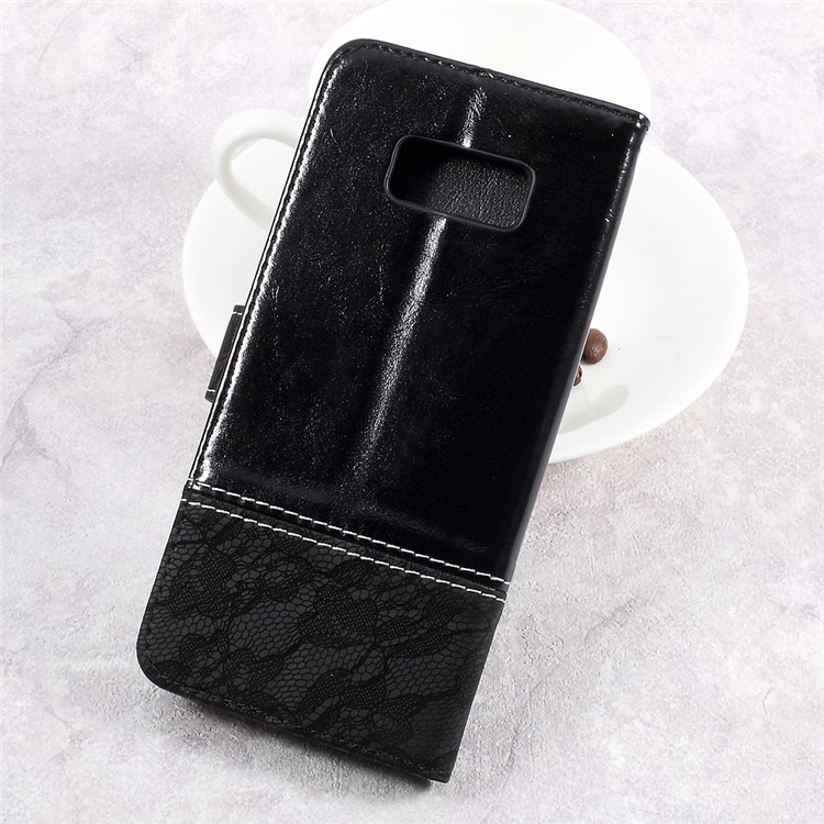 Two-color Slicing PU Leather Wallet Case for Samsung Galaxy S8 Plus G955 - Black-2