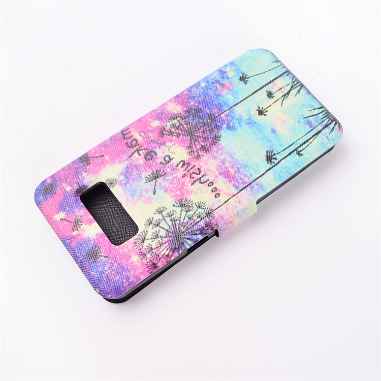 Pattern Printing Leather Folio Case for Samsung Galaxy S8+ SM-G955 - Dandelion and Quote-10