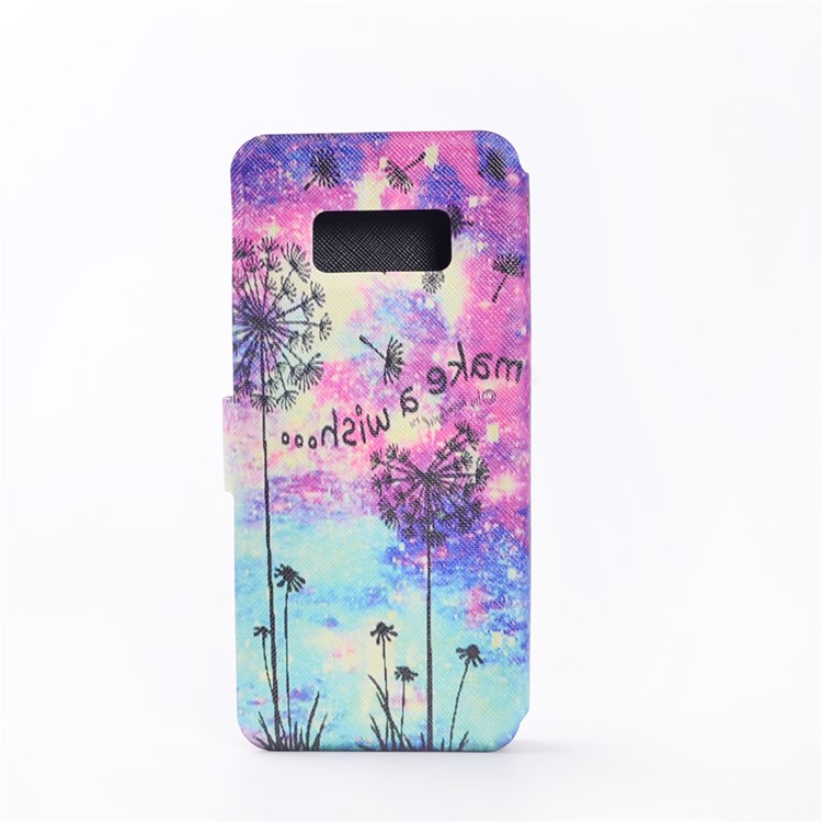 Pattern Printing Leather Folio Case for Samsung Galaxy S8+ SM-G955 - Dandelion and Quote-3