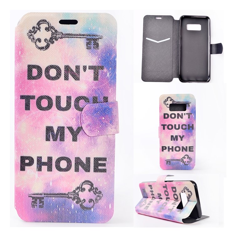 Pattern Printing Leather Cell Phone Case for Samsung Galaxy S8+ SM-G955 - Do not Touch My Phone-1