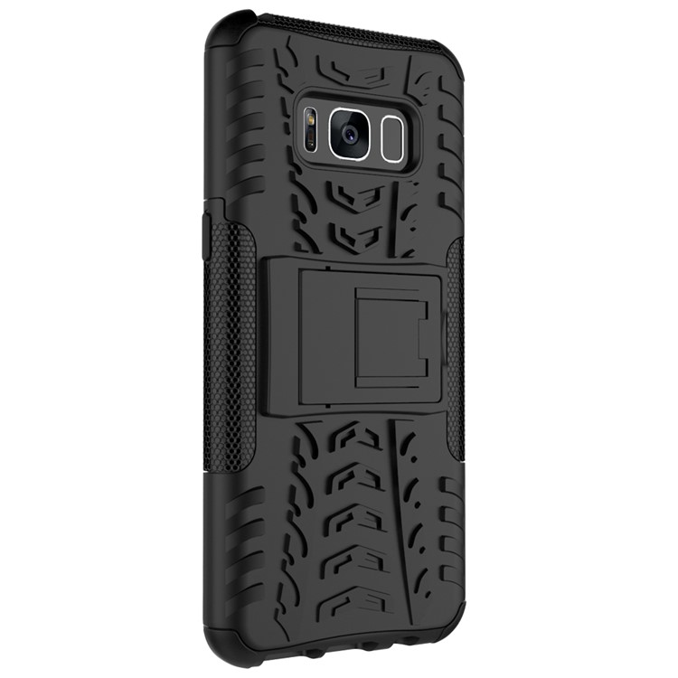 For Samsung Galaxy S8 G950 Tyre Pattern 2-in-1 Kickstand PC + TPU Hybrid Case Cover - Black-3