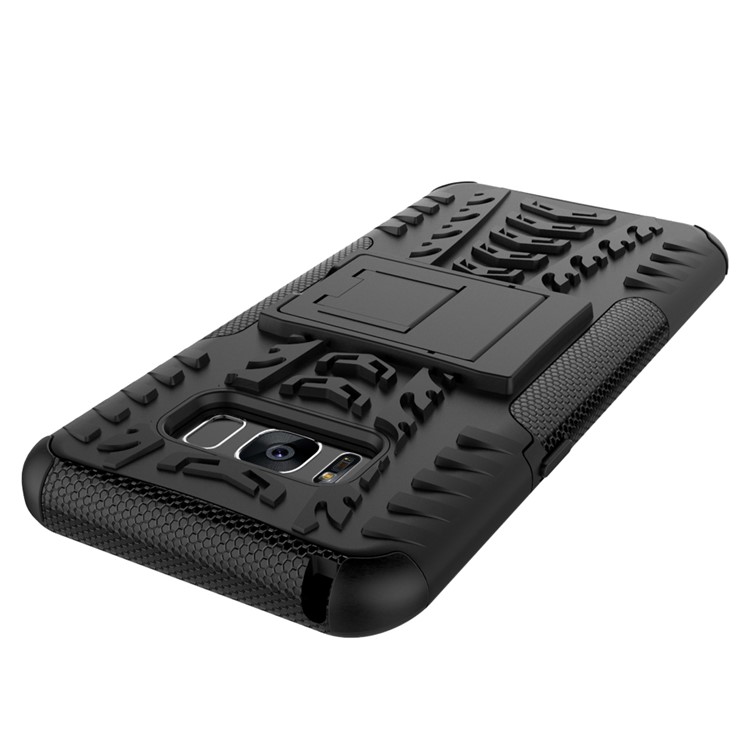 For Samsung Galaxy S8 G950 Tyre Pattern 2-in-1 Kickstand PC + TPU Hybrid Case Cover - Black-6