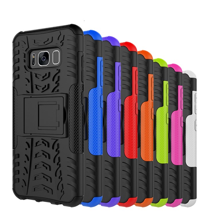 2-in-1 Tyre Pattern Kickstand PC + TPU Mobile Casing for Samsung Galaxy S8 G950 - Orange-2