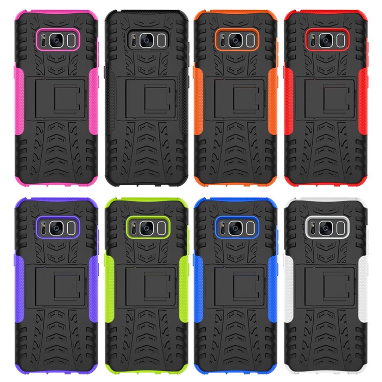 2-in-1 Tyre Pattern Kickstand PC + TPU Mobile Casing for Samsung Galaxy S8 G950 - Orange-3