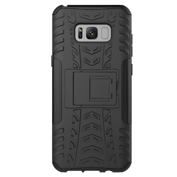 For Samsung Galaxy S8 Plus G955 Tyre Pattern Kickstand PC + TPU Hybrid Case Accessory - Black-10