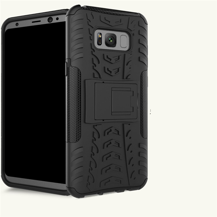 For Samsung Galaxy S8 Plus G955 Tyre Pattern Kickstand PC + TPU Hybrid Case Accessory - Black-12
