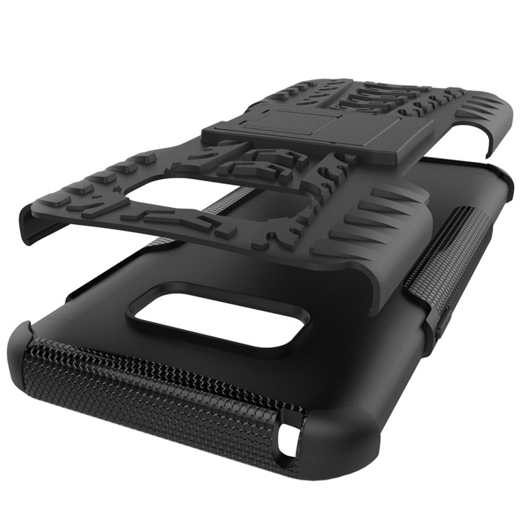For Samsung Galaxy S8 Plus G955 Tyre Pattern Kickstand PC + TPU Hybrid Case Accessory - Black-3